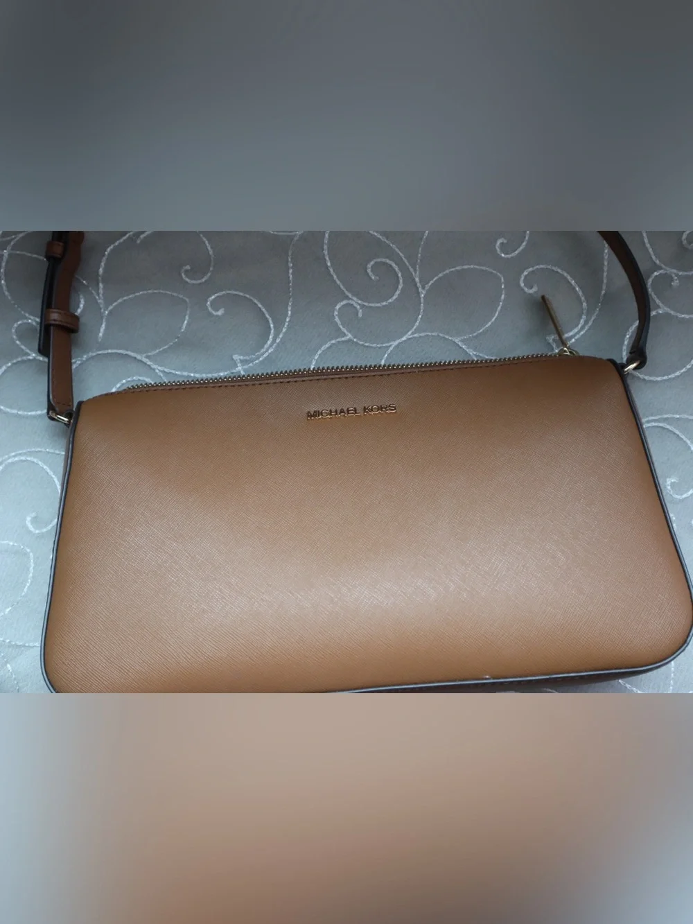 Michael Kors Men's Tan Leather Zip Pouch